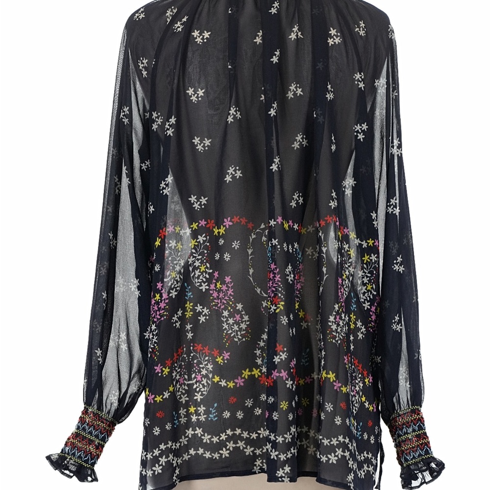 CAbi Blooming Balloon Sleeve floral embroidered tunic blouse M - Picture 3 of 8